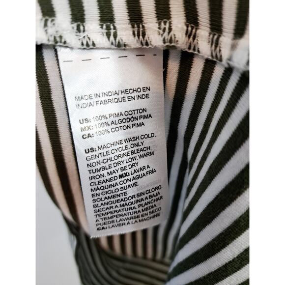 Chico's the Ultimate Tee green white stripes Women's top size L V-neck - Picture 4 of 5